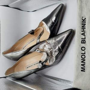 Manolo Blahnik Gunmetal Mary-Janes Size 37